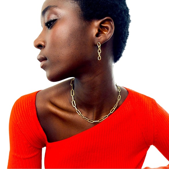 Hey Harper 'Boss' Gold Paperclip Chain Necklace (Length: 41cm-46cm) - Picture 3 of 14